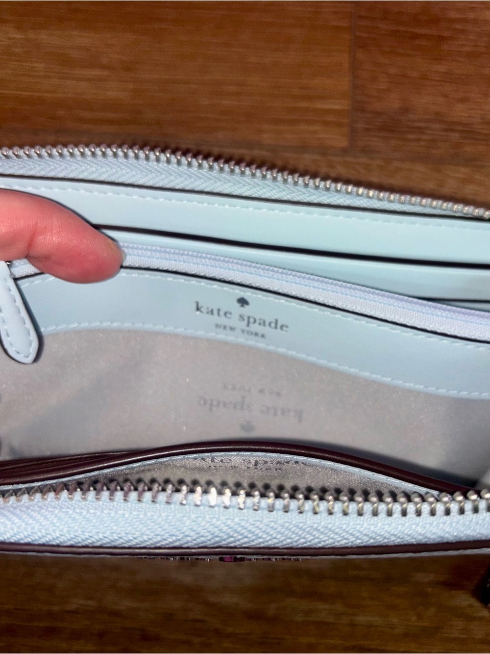 Kate Spade pale blue leather tote & pebbled leather wallet Duo NWT! MSRP $638! - Picture 13 of 16